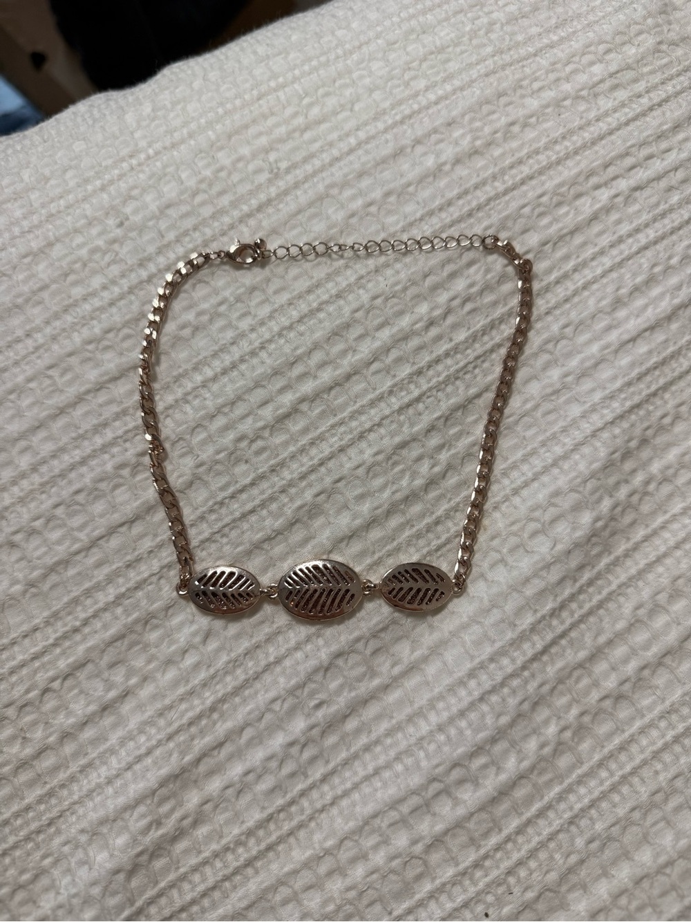 Delicate Rose Gold Leaf-Link Bracelet by